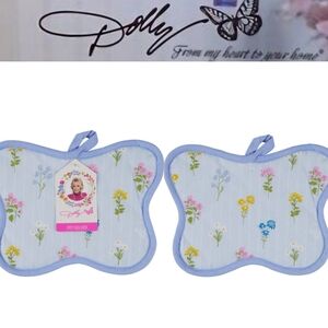 Dolly Parton Floral Butterfly  Shaped Pot Holders